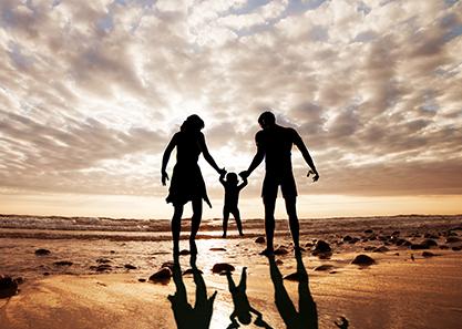 family on beach